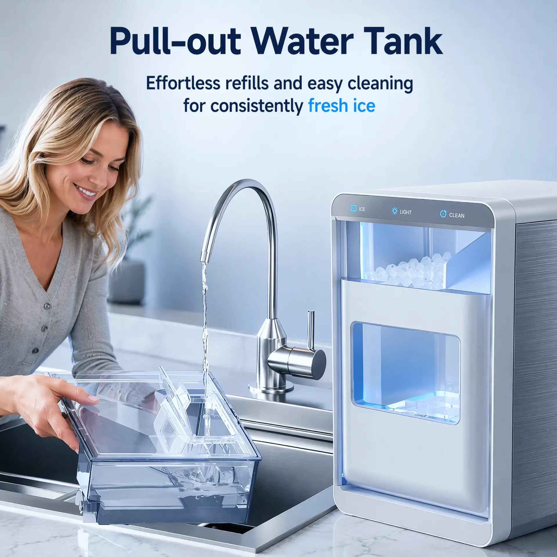 Réservoir d'eau amovible pour un remplissage et un entretien faciles